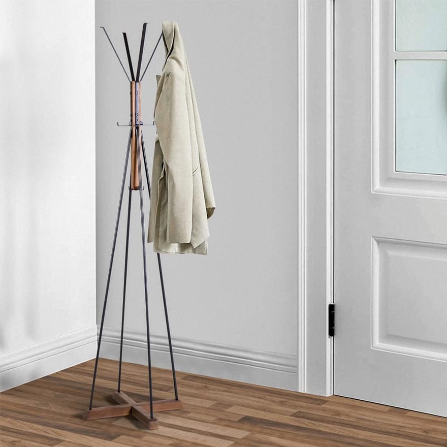 Holly 71 Inch Standing Wooden Coat Rack