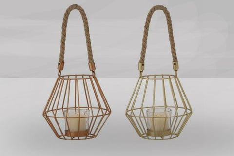 Trendy Metal Glass Rope Lantern