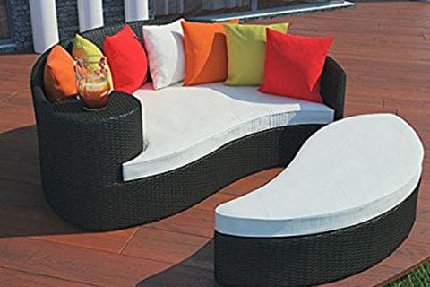 Outdoor Patio Daybed Espresso Multicolor