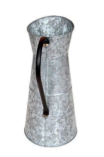 Classic Galvanized Metal Jug With Handle, Gray By Benzara Tabletop The Urban Port 