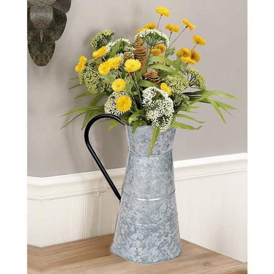 Classic Galvanized Metal Jug With Handle, Gray By Benzara Tabletop The Urban Port 