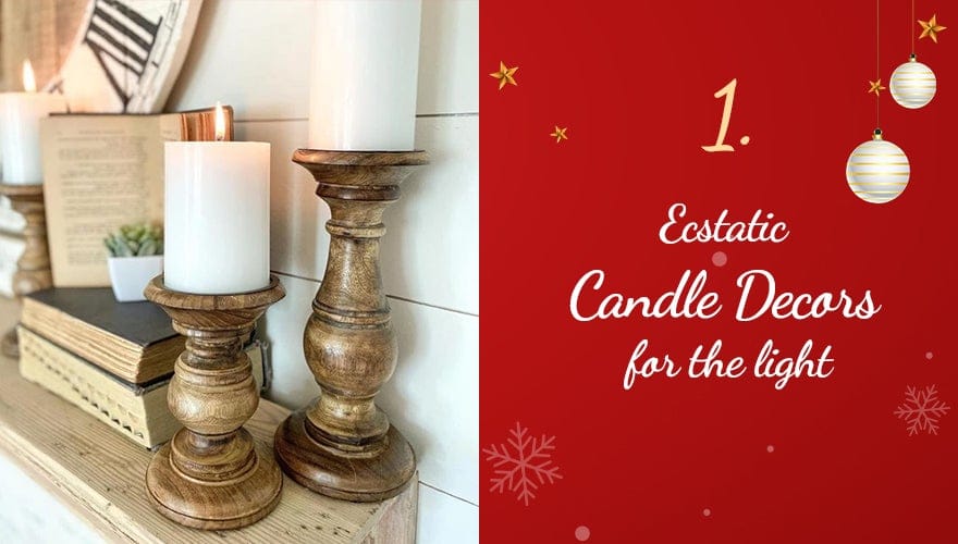 Natural Wooden Finish Pillar Shaped Candleholder