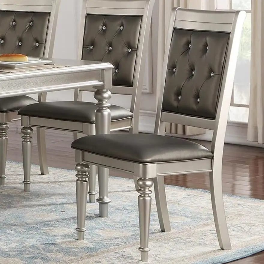 Rubber Wood Dining Chair With Diamond Tufted Back