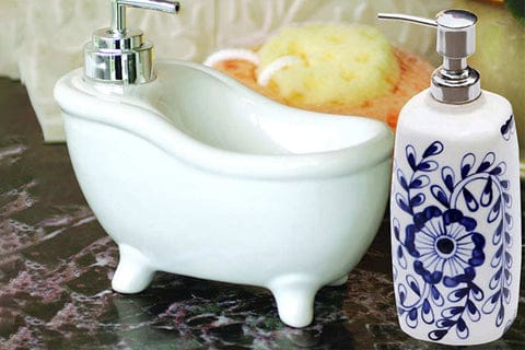 Ceramic Liquid Pump With Floral Design