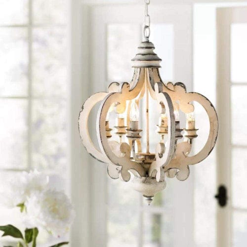 Beautiful Wood Metal Antique Chandelier