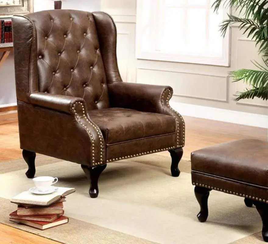 Vaugh Traditional Wing Accent Chair In Nail Head