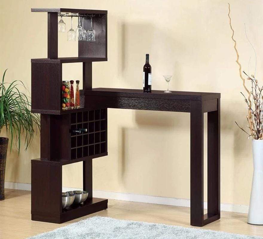 Well- Designed Bar Table With Wall Unit With Wine Racks