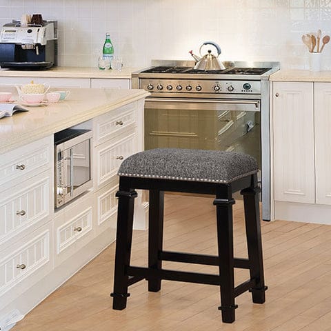 Black and White Tweed Backless Counter Stool