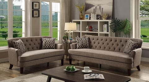 Velveteen 2 Pieces Sofa Set With Accent Pillows