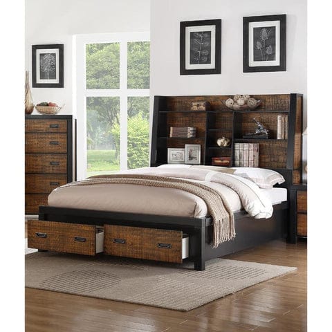 Utilitarian Two Toned Wooden C.King Bed