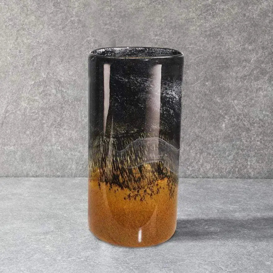 Contemporary Glass Vase with Marble Like Texture