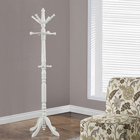 Antique White Traditional Solid Wood Coat Rack