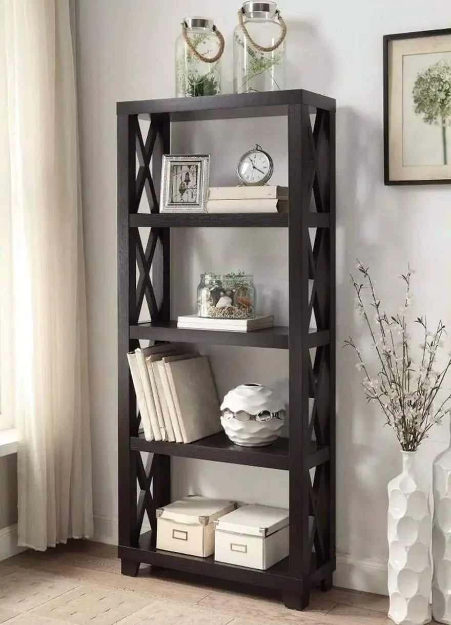 Transitional Style Bookcase with Four Shelves