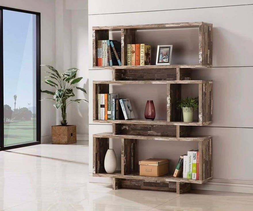 Rustically Charmed Wooden Open Bookcase