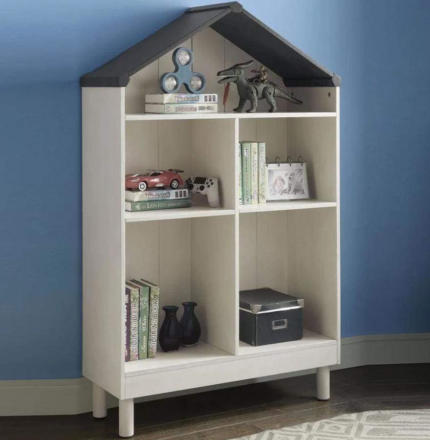 Hut Shape Wooden Bookcase with Five Spacious Shelves