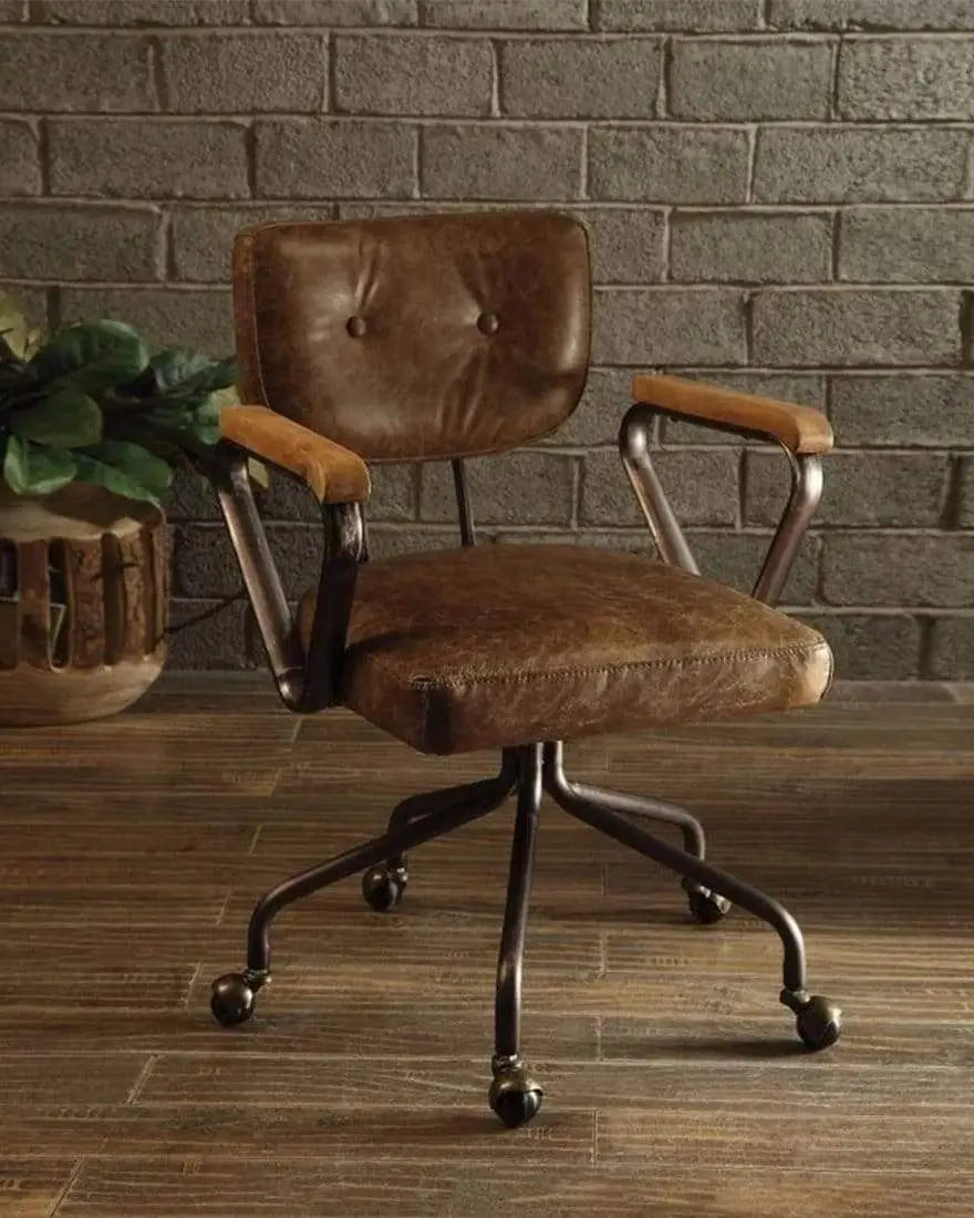 Leatherette Button Tufted Office Chair with 5 Caster Base