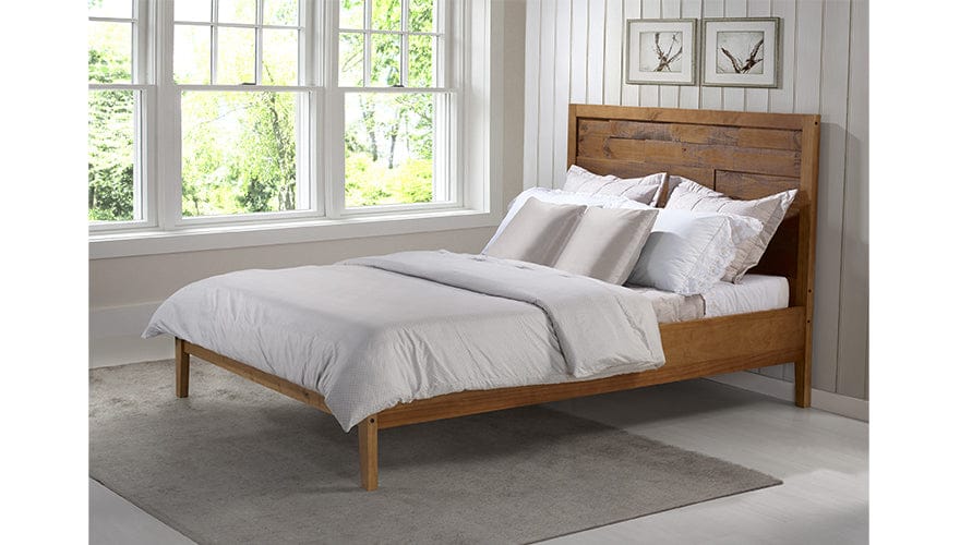 Plank Distressed Solid Wood Queen Bed