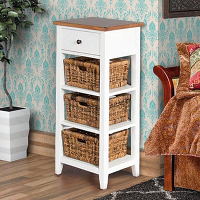 Mindi 3 tier White and Natural Storage Rack