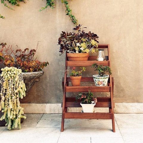 Wood Outdoor Three-Layer Plant Stand