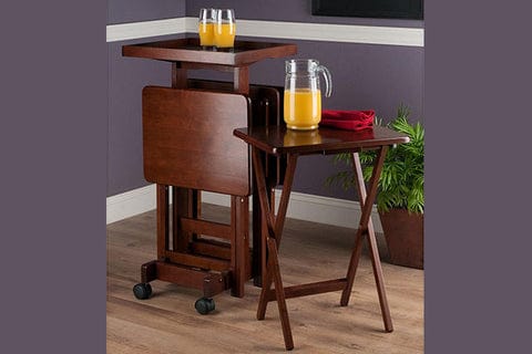 6-PC Snack Table Set Walnut