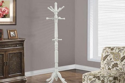 Antique White Traditional Solid Wood Coat Rack