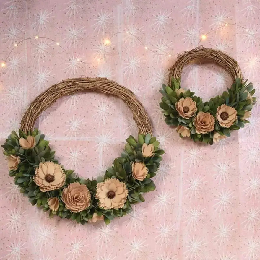 Wooden Shaving Wreath with Floral Details