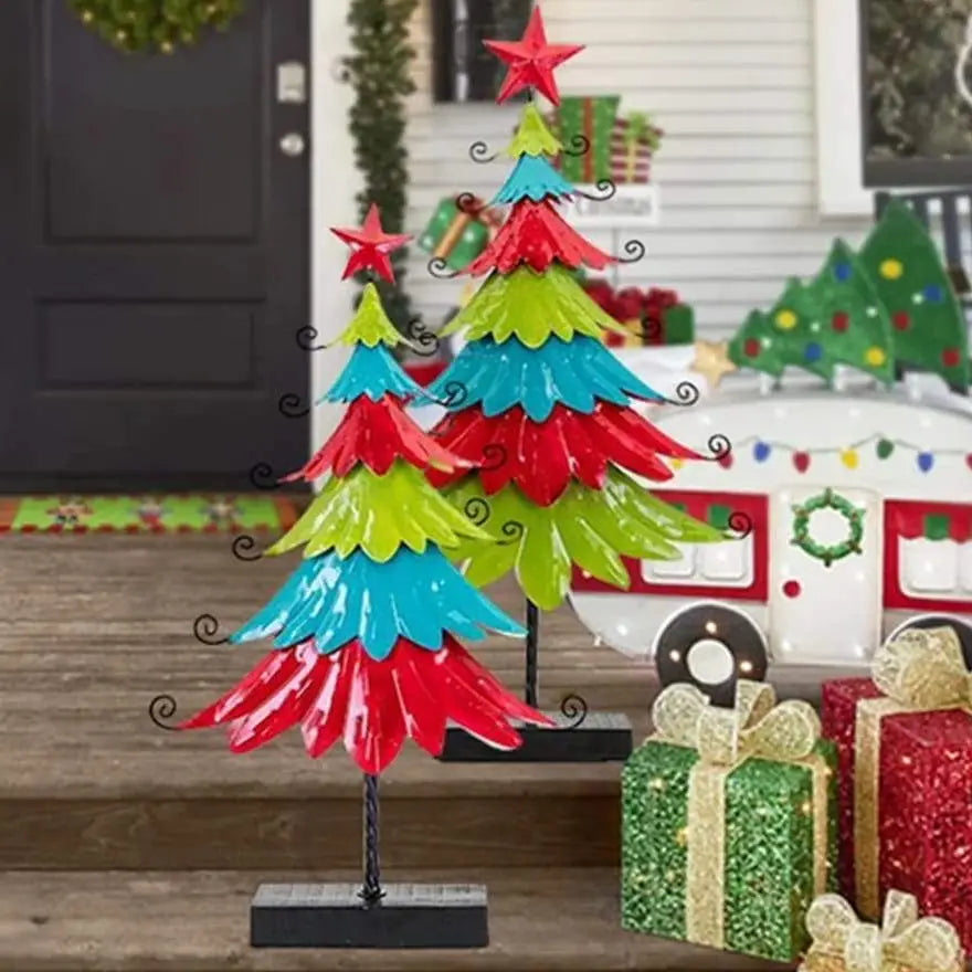 Whimsy Christmas Colorful Metal Trees