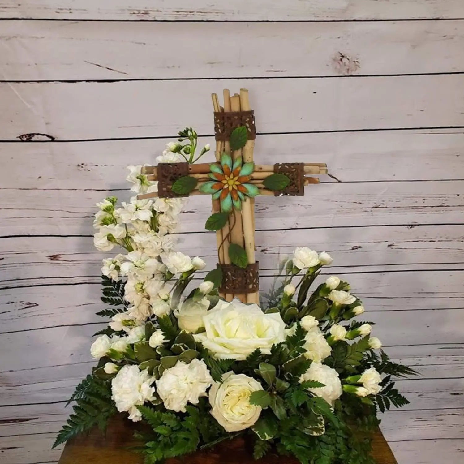 Floral Patterned Divine Wood Metal Cross 2 Assorted