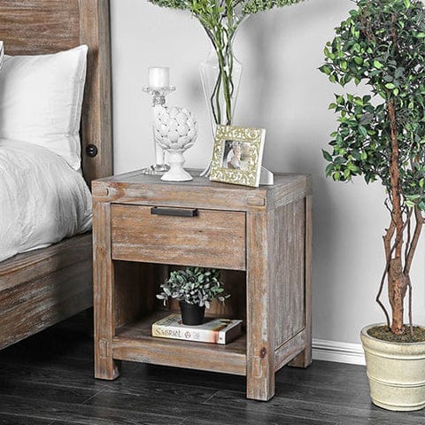 Transitional Solid Wood Night Stand With Drawer