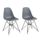 Deep Back Plastic Chair with Metal Eiffel Legs, Set of 2, Gray and Black