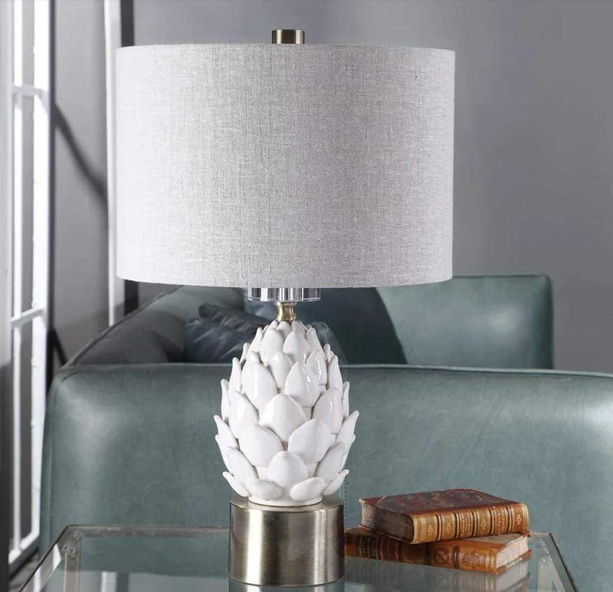 White Artichoke Table Lamp