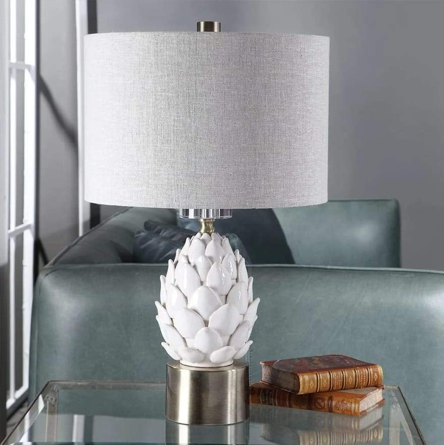 White Artichoke Table Lamp