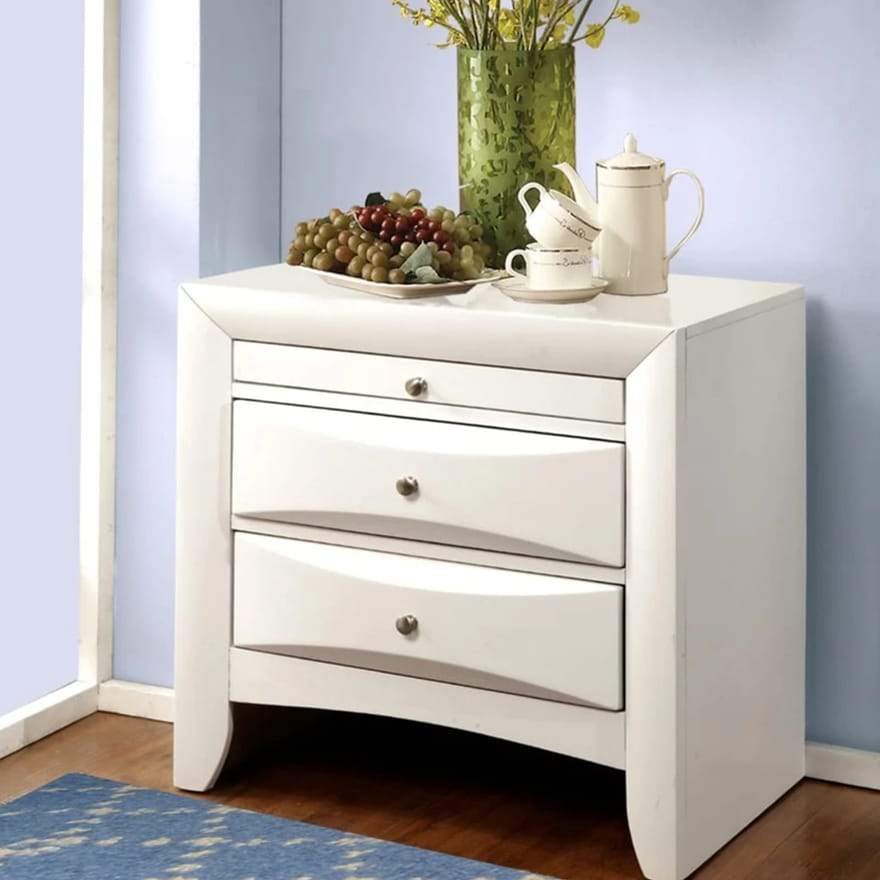 Contemporary 3 Drawer Wood Nightstand