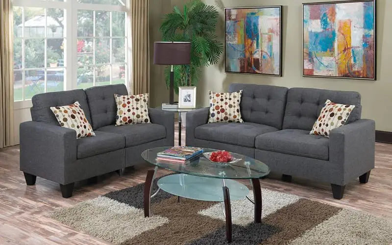 Linen Fabric 2 Pieces Sofa Set