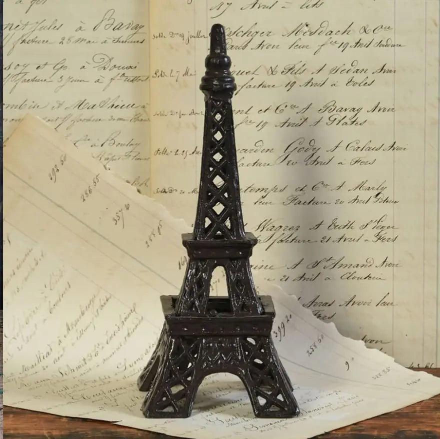 9 inch Cast Iron Eiffel Tower Accent Decor with Cutouts