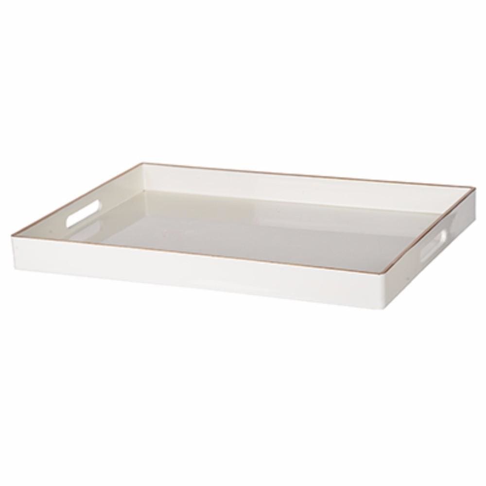 Mimosa Rectangle Tray With Cutout Handles White By Casagear Home ABH-42543