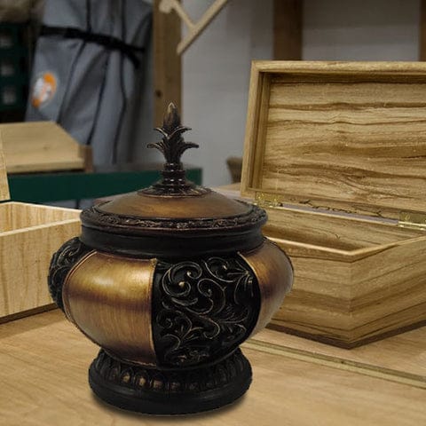 Traditional Lidded Decorative Box With Intricate Carvings