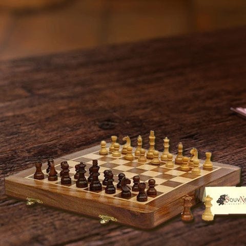 Magnetic Rosewood Folding Board Chess Set