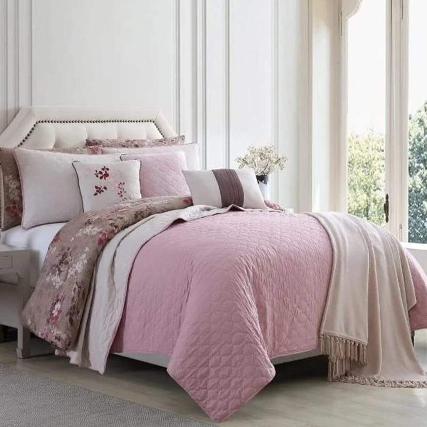 Andria 10 Piece Queen Size Comforter and Coverlet Set