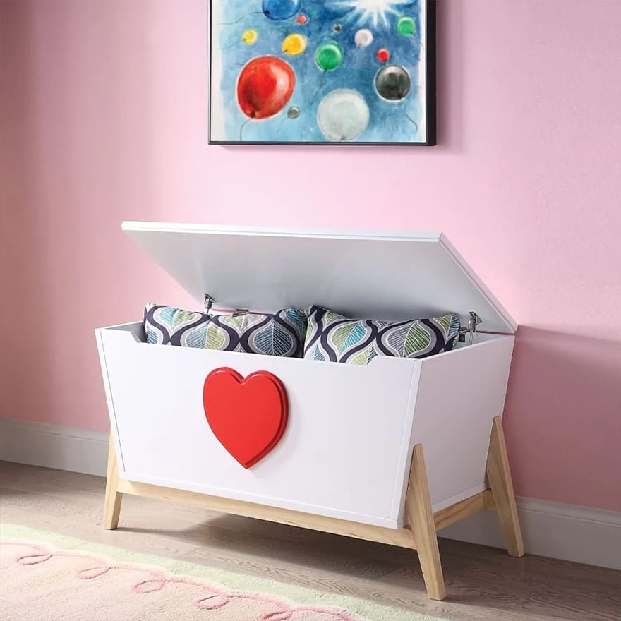 Tapered Wooden Youth Chest with Angled Legs Support