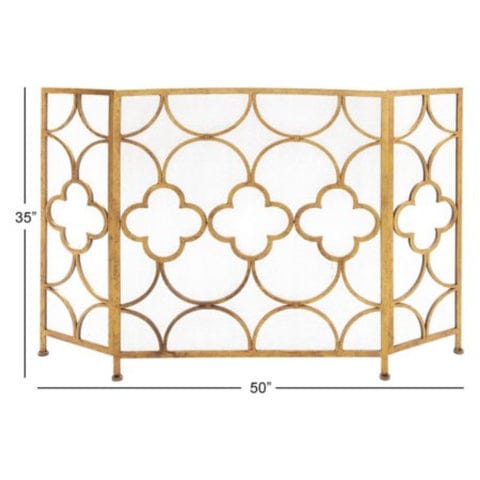 Stylish 3 Panel Metal Fireplace Screen