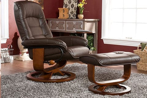 Bonded Leather Recliner and Ottoman