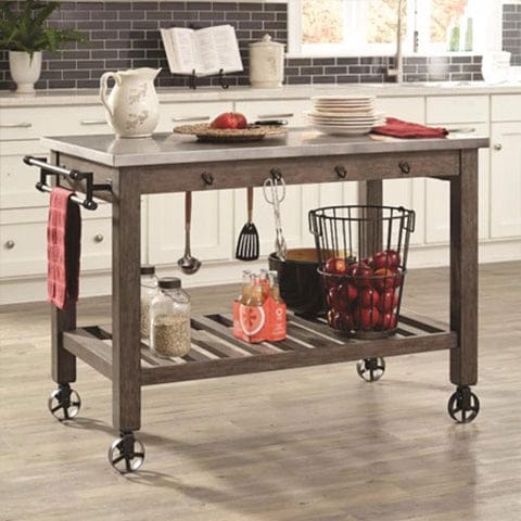 Wooden Kitchen Island With Metal Casters