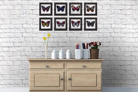 Butterfly Framed Glass Wall Decor Set