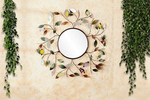 Decorative Metallic Leaf Wall Mirror