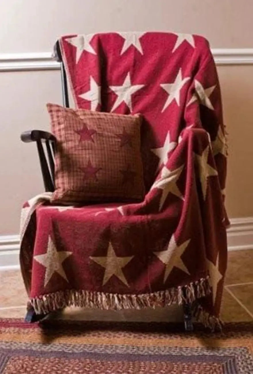 Wonderful Patterned Burgundy Star Throw Woven