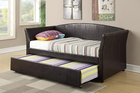 Faux Leather Day Bed With Trundle