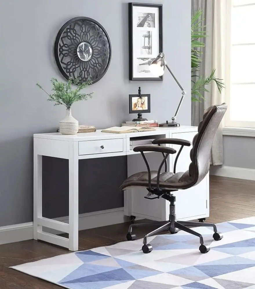 Convertible Wooden Desk with Spacious Side Door Storage