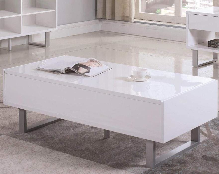 Contemporary Storage Coffee Table With Metallic Base