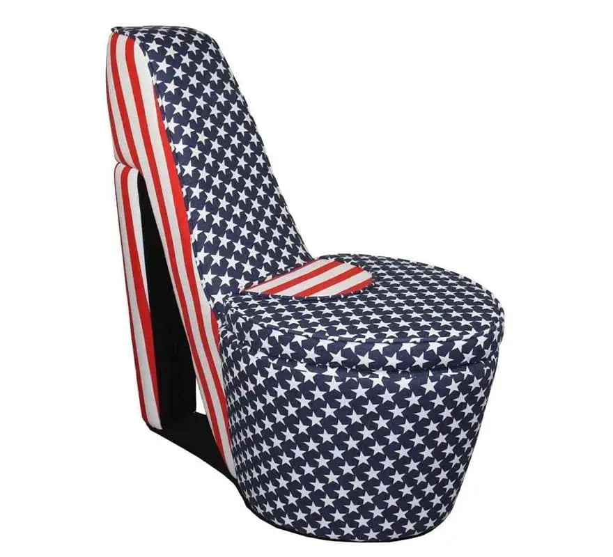 Flag Print High Heel Shaped Chair with Storage